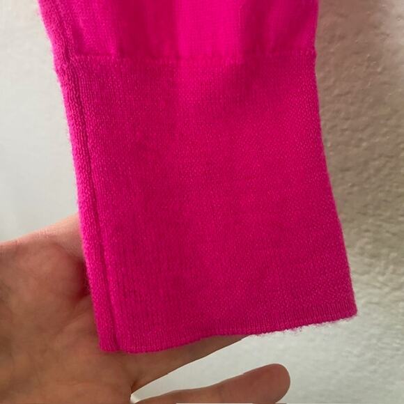 J. Crew Merino Wool Hot Pink Pullover Sweater Long Sleeve Soft Women's Medium - Picture 5 of 8